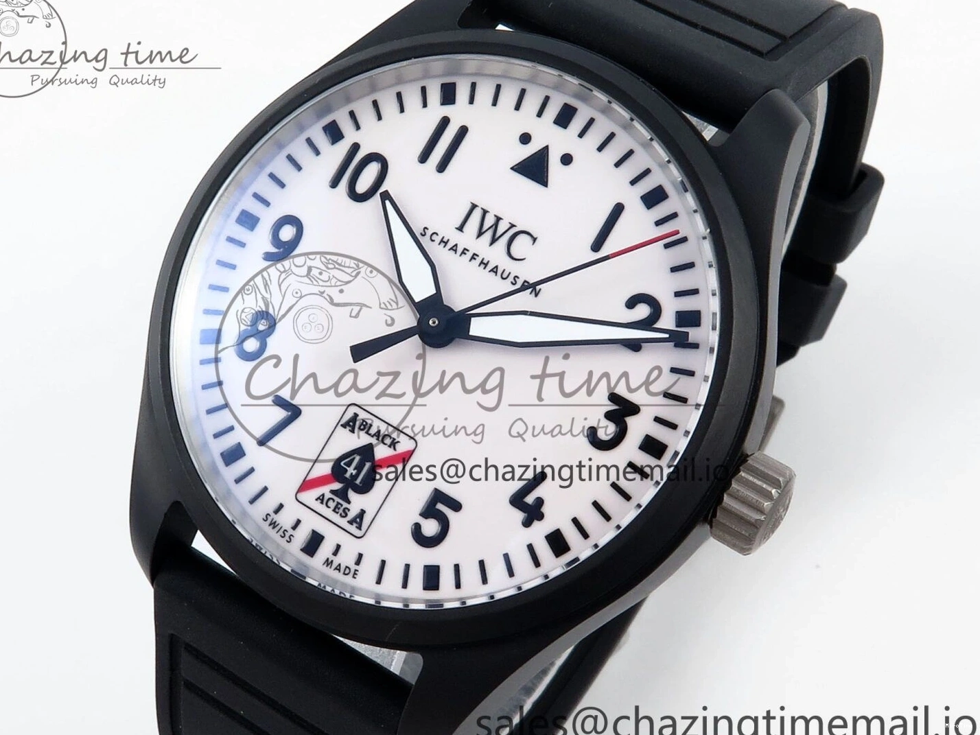 MIROTIME 0307 TravelReady Pilot IW326905 Black Aces M+F 1:1 Best Edition White Dial on Black Rubber Strap MY 7000